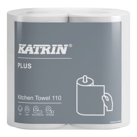   Háztartási papírtörlő kéztörlő 2 rétegű átmérő: 13,4 cm 110 lap/24 m/tekercs 2  tekercs/csomag _Katrin 89673 fehér