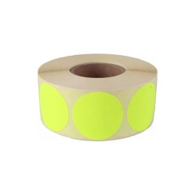   Etikett címke, 20mm, körcímke tekercses, 1000 címke/tekercs fluo sárga