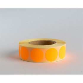   Etikett címke, 20mm, körcímke tekercses, 1000 címke/tekercs fluo narancs