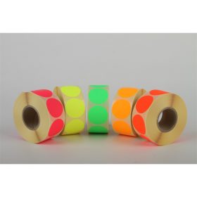   Etikett címke, 38mm, körcímke tekercses, 1000 címke/tekercs fluo pink