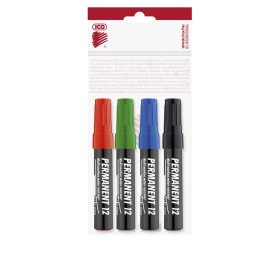   Alkoholos marker készlet, 1-4mm, vágott hegyű, Ico 12, 4 klf.szín