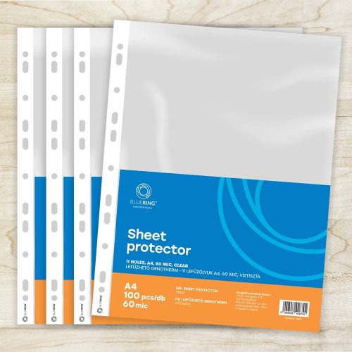 Genotherm lefűzhető, A4, 60 micron víztiszta Bluering® 100 db/csomag,