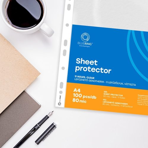 Genotherm lefűzhető, A4, 80 micron víztiszta Bluering® 100 db/csomag,