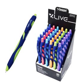   Golyóstoll nyomógombos gumírozott test Vinson Live F20 vegyes displ 36 db, írásszín kék