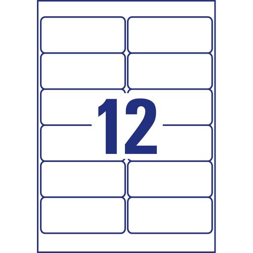 Etikett címke, 99,1 x42,3mm, időjárásálló poliészter, 12 címke/ív, 20 ív/doboz, Avery fehér