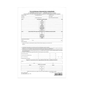   Tulajdonjog átruházási szerződés, személygépkocsi adásvételi 4lapos garnitúra A.REND.3/2012