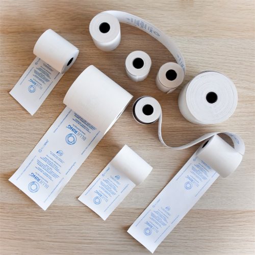 Hőpapír 57 mm széles, 9fm hosszú, cséve 12mm, 10 tekercs/csomag, ( 57/30 ) BPA mentes Bluering®